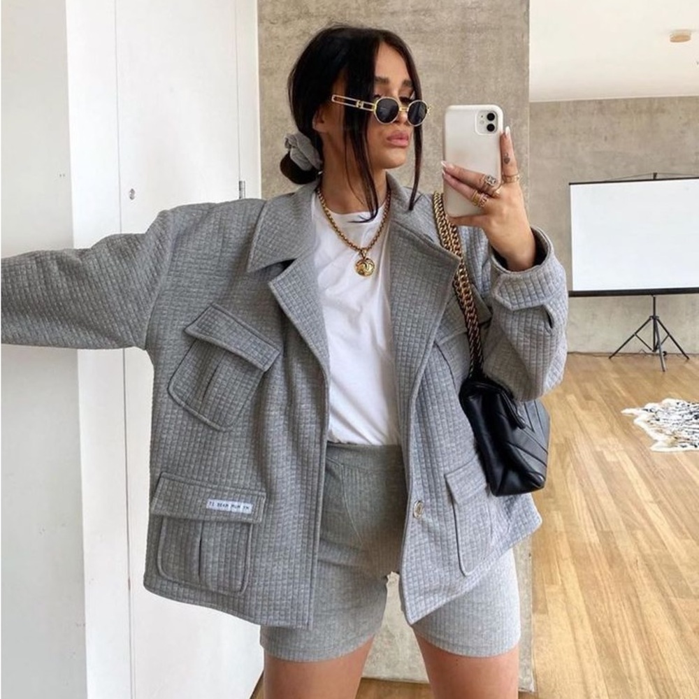 BNWT My Mum Made It Grey Quilted Jacket
